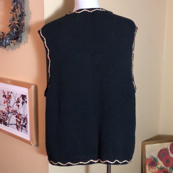 Vintage ERIKA II HandKnit 3X Cotton Ramie Holiday Sweater Poinsettia Holly NEW - Picture 3 of 16